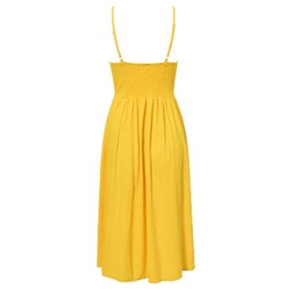 Yellow Buttoned Cami Fit and Flare Midi Dress - Picture 4 of 8